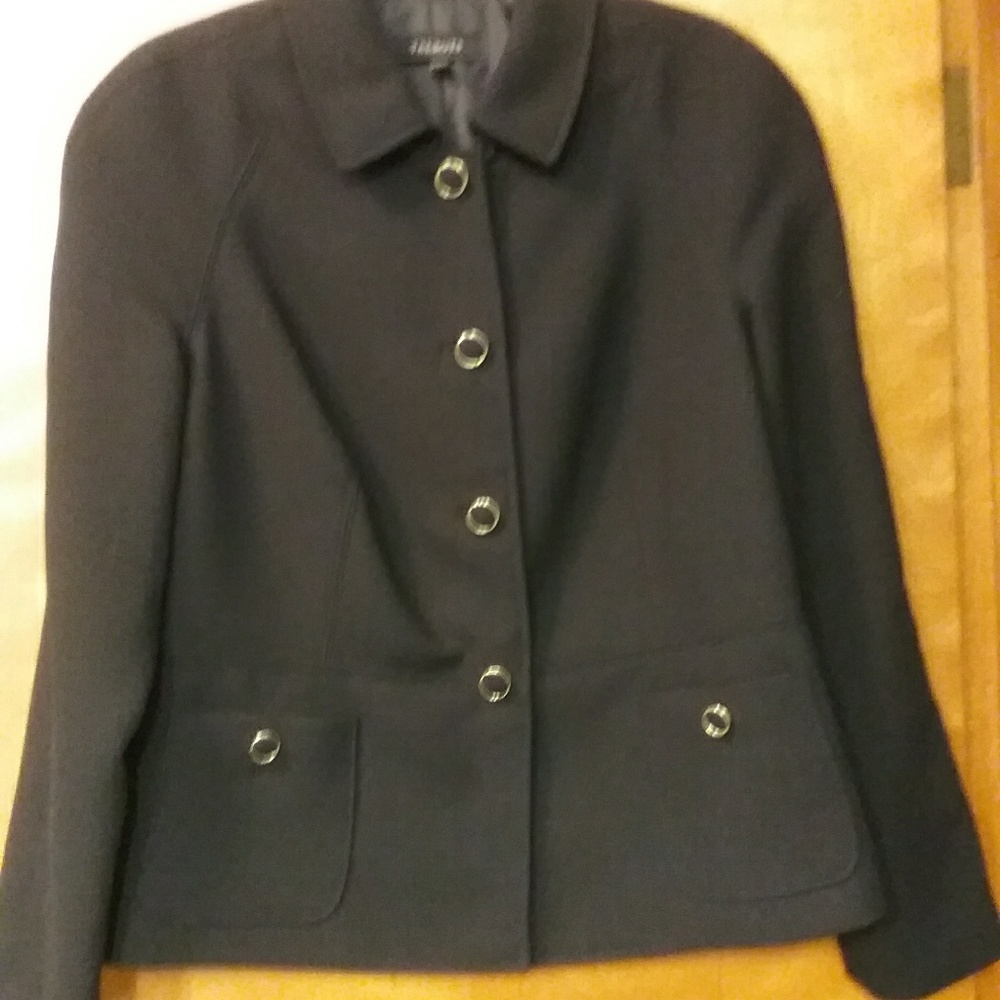 Talbots Black Wool Blend Single-Breasted Blazer